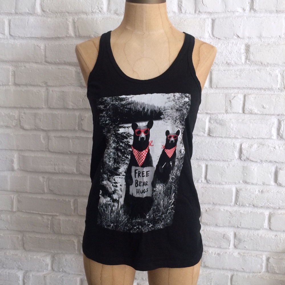 Riot Society FREE BEAR HUGS Black Tank XS