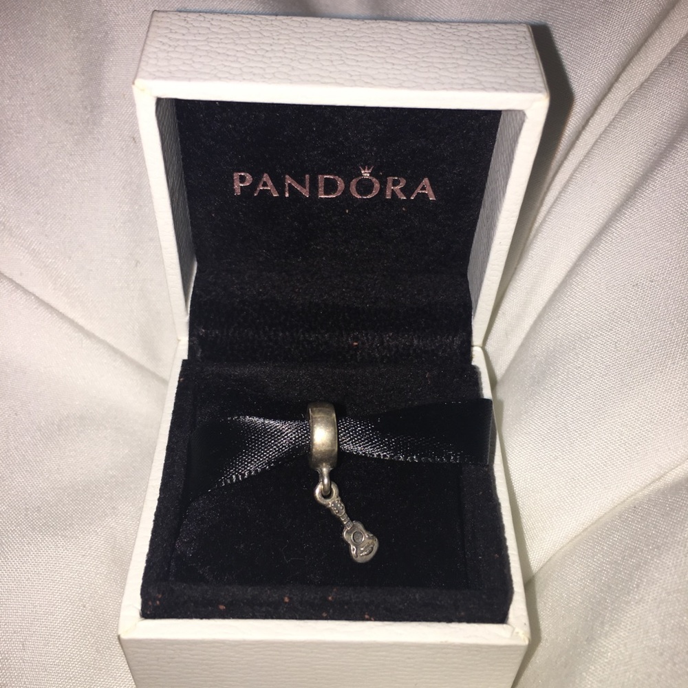 Pandora retired sterling silver dangle guitar