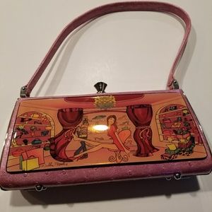 Debbie Brooks pink snake If the shoe fits clutch