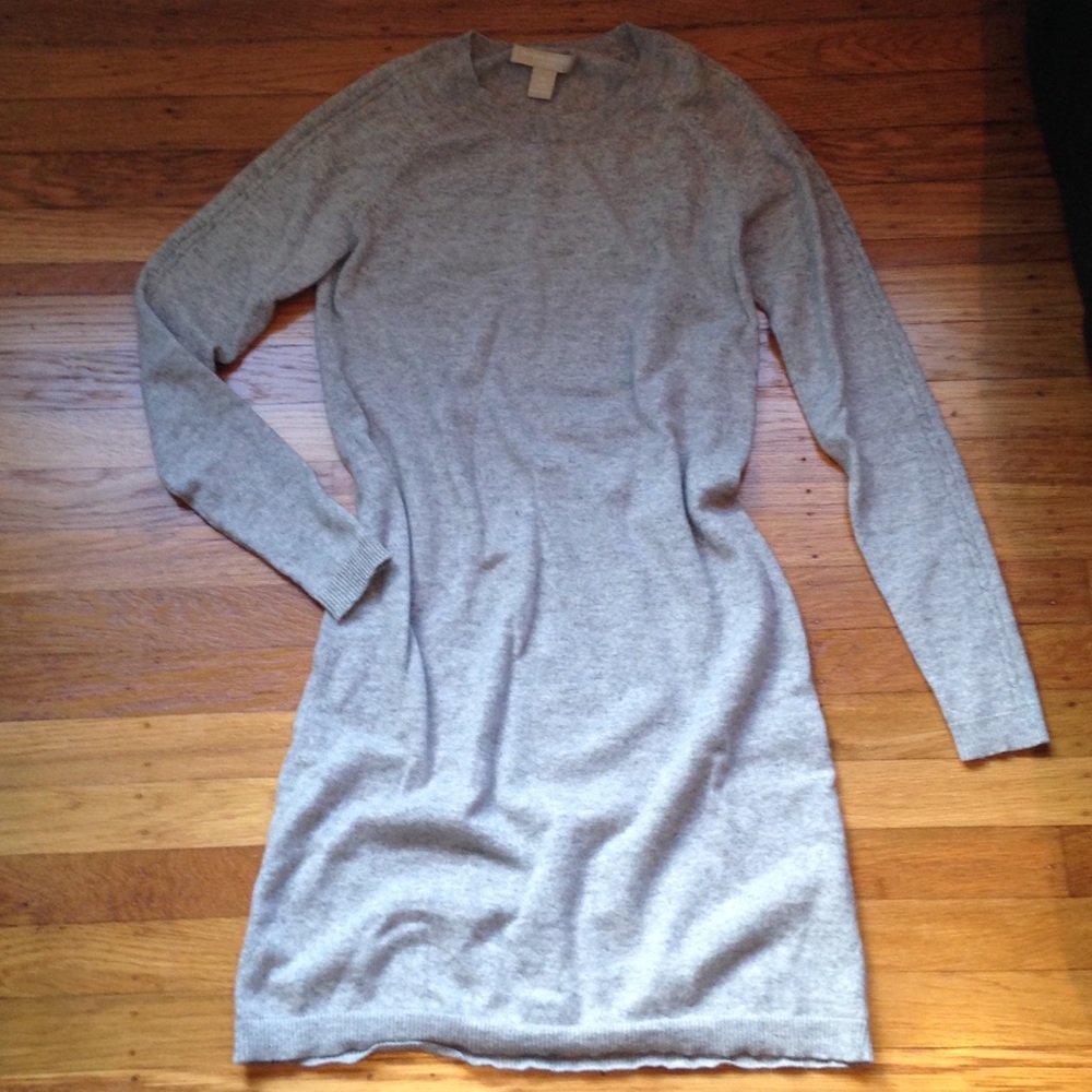 Banana Republic 100% Cashmere Gray Sweater Dress
