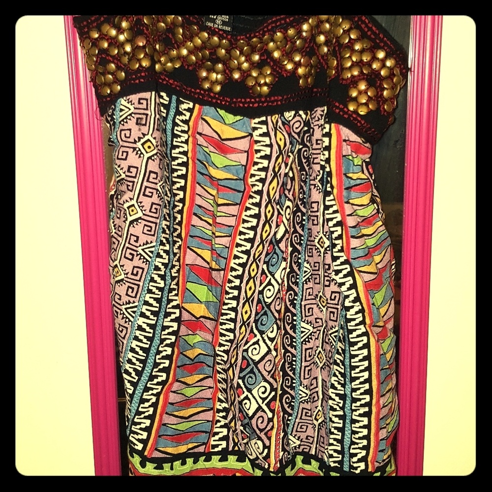 Jeweled Aztec spaghetti strap top