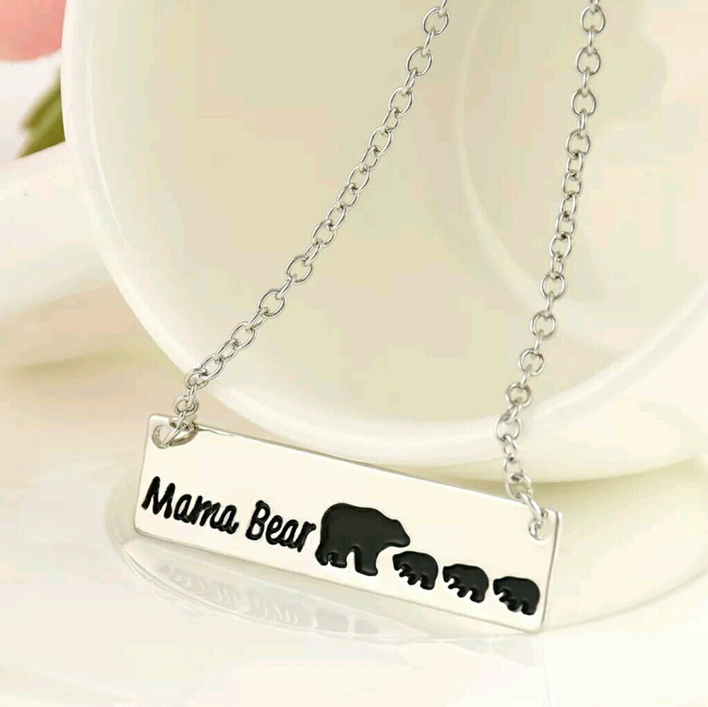 Mama bear with 3 cubs necklace