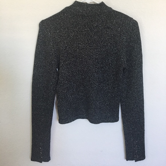 Black & Silver Sweater Crop Top from F21 - Picture 2 of 6