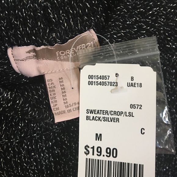 Black & Silver Sweater Crop Top from F21 - Picture 5 of 6