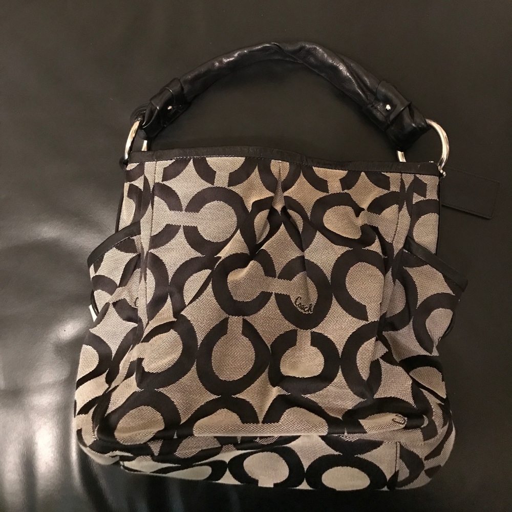 Grey/black Coach Bucket Hobo bag