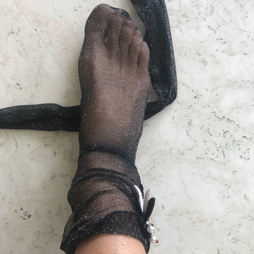 SOLD Glittery black socks with dragonfly - Picture 5 of 5