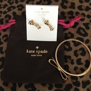 Brand new kate spade bow earring & bracelet set