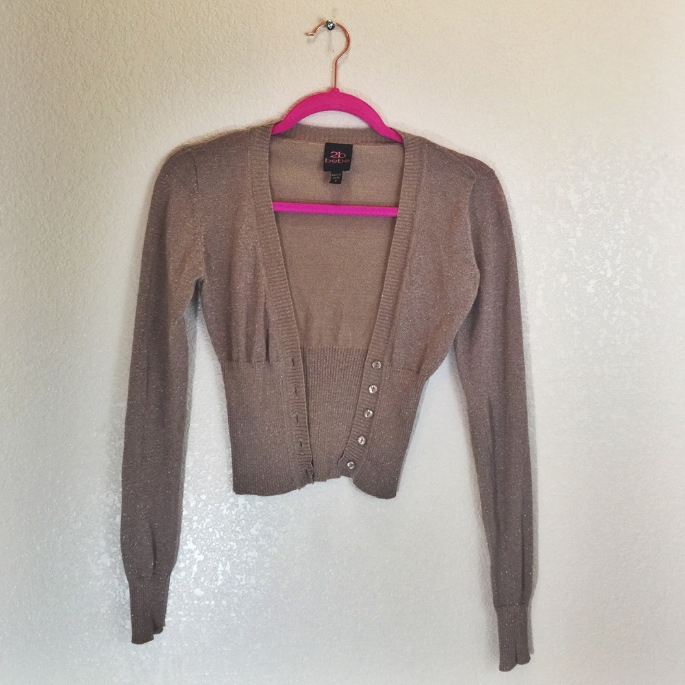 BEBE short sparkling Cardigan, beige, size S