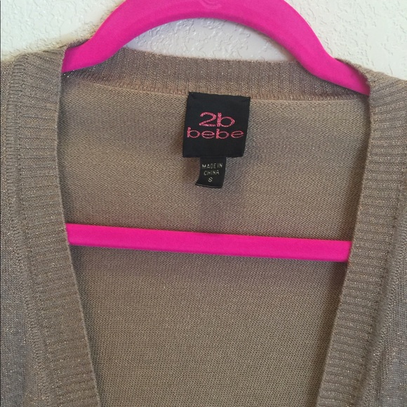BEBE short sparkling Cardigan, beige, size S - Picture 2 of 4