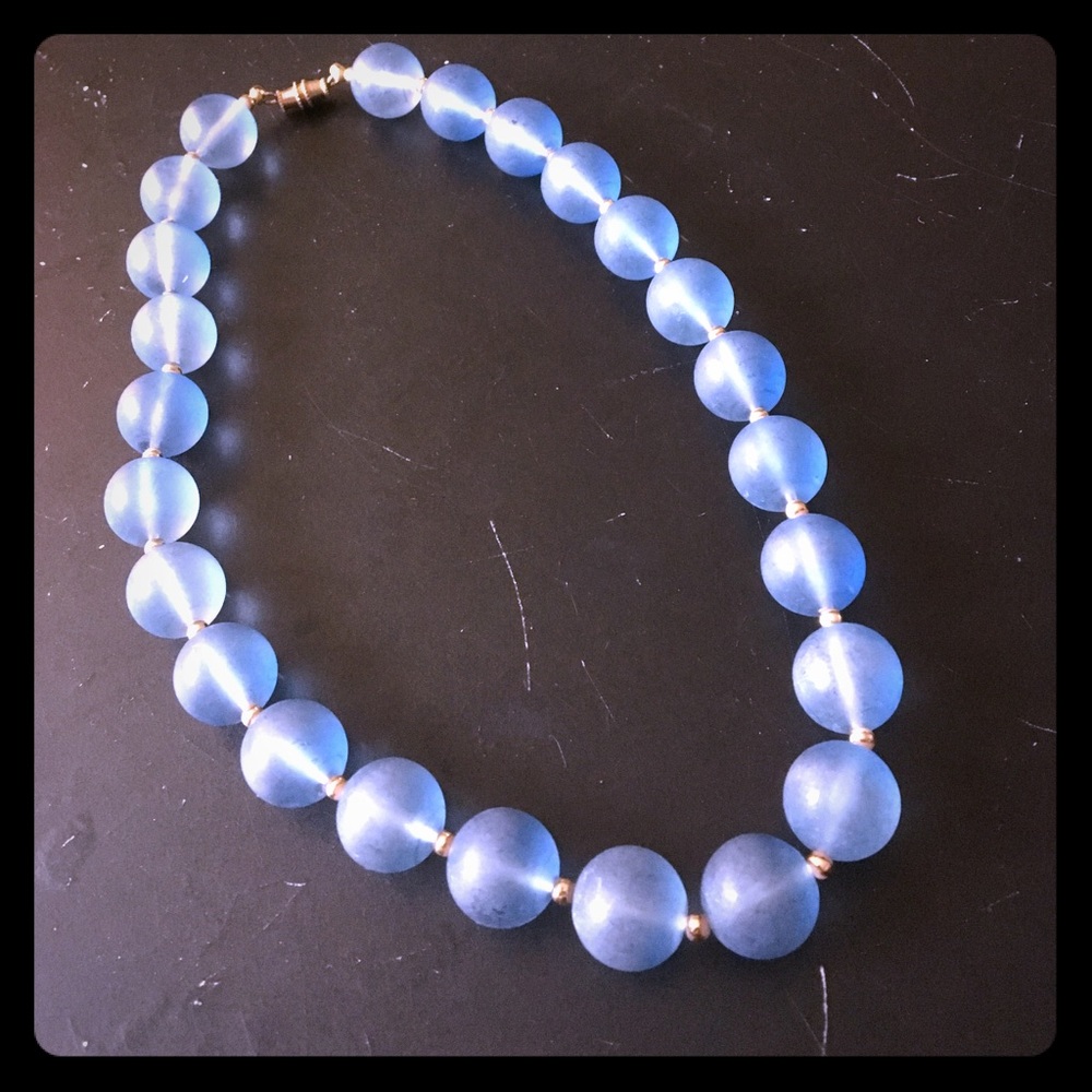 Antique Blue Necklace Costume Jewelry 16”