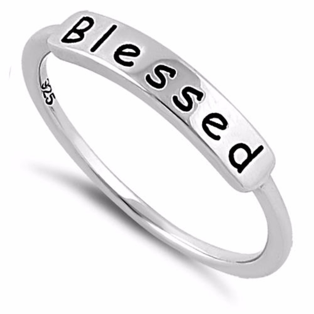 Jewelry, Engraved “Blessed” Ring STAMPED.925