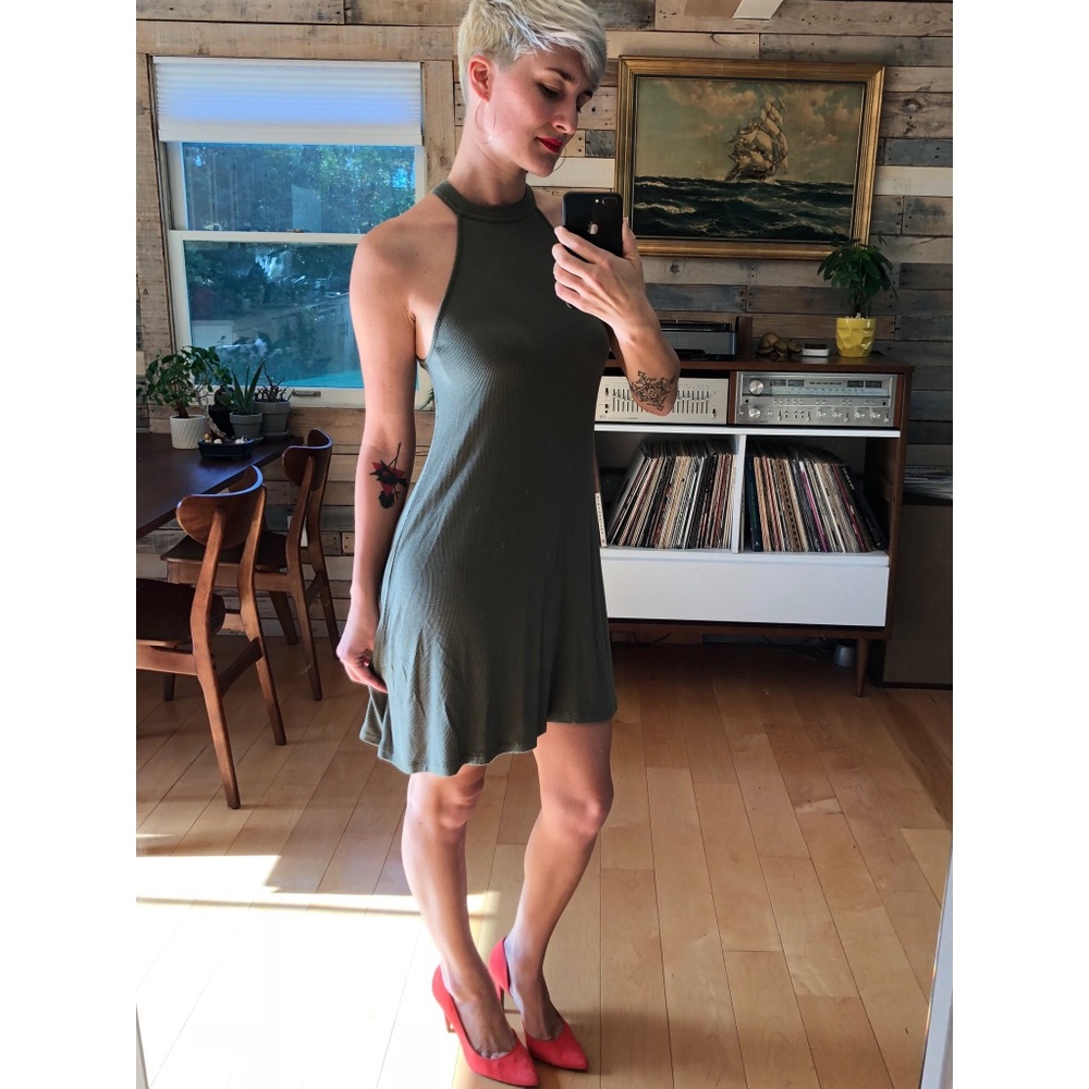 NWOT AEO Soft & Sexy ribbed high neckline dress