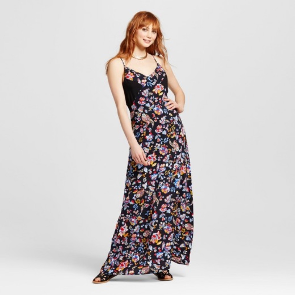 NWOT XXL Maxi Dress Black Fall Floral Print