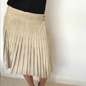 CHANEL suede lambskin leather knee length skirt