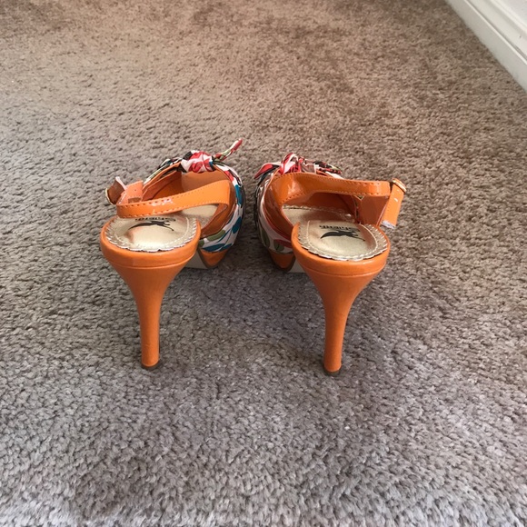 PRINTED SAFARI OPEN TOE SLINGBACK HEELS - Picture 4 of 4