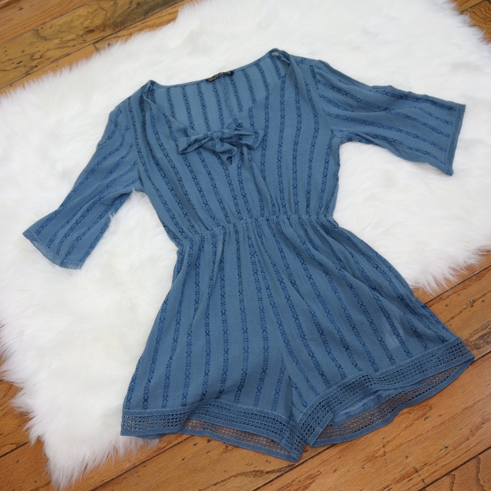 Cotton On Embroidered Tie Front Romper