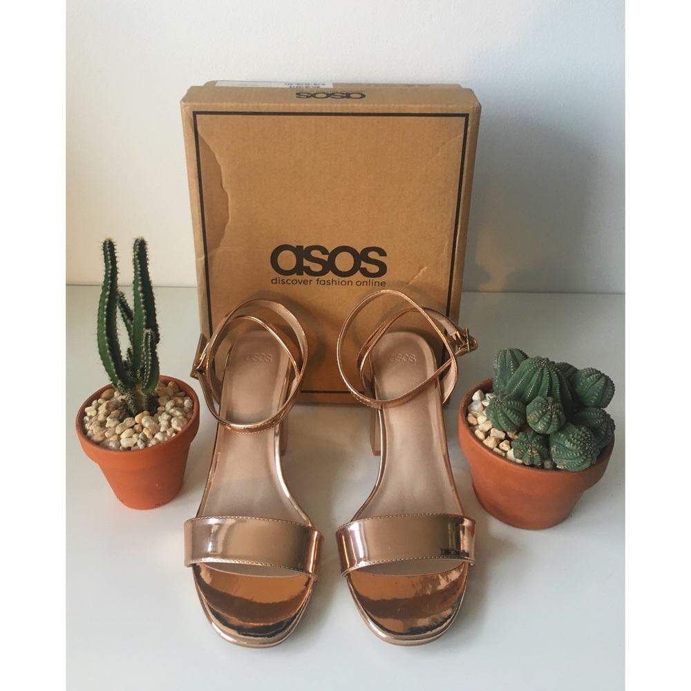 ASOS Heron Wide-Width Rose Gold Block Heels