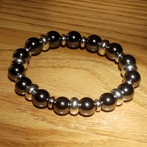 Men's Hematite & Pewter stretch bracelet