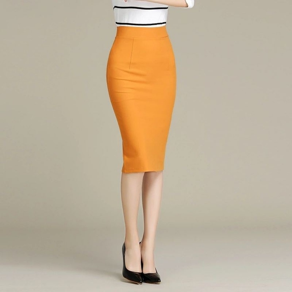 Mustard yellow pencil skirt