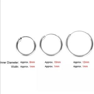 3 Pairs 925 Silver Small Hoop Earrings Nose, Lip