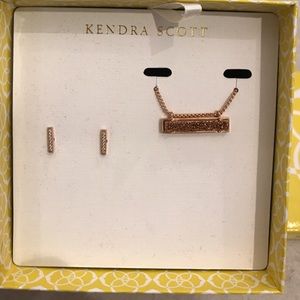 Kendra Scott Jon + Leanor Rose Gold Drusy set