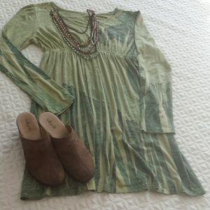 Moss green empire waist dress, very soft!
