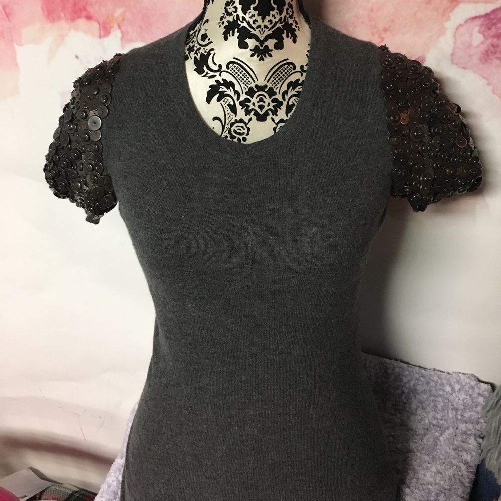 BURBERRY  EMBELLISHED GRAY SMALL TOP