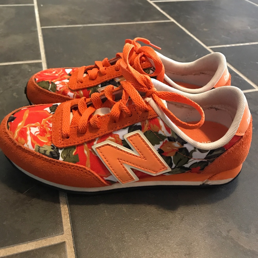 New Balance Orange Floral Sneakers