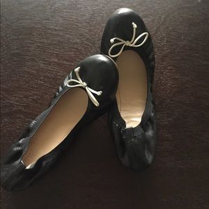 NWT J. Crew black leather Ava ballet flats
