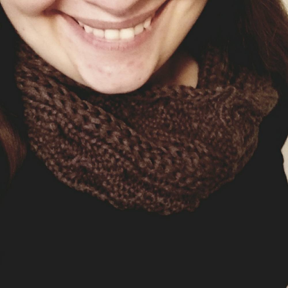Gray Knit Infinity Scarf