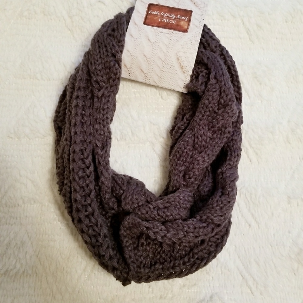 Gray Knit Infinity Scarf - Picture 2 of 6