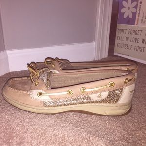 Sperry Leather Top Siders with Gold accent
