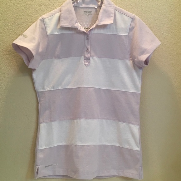 PING Tops - PING golf tennis polo shirt SS purple white SMALL