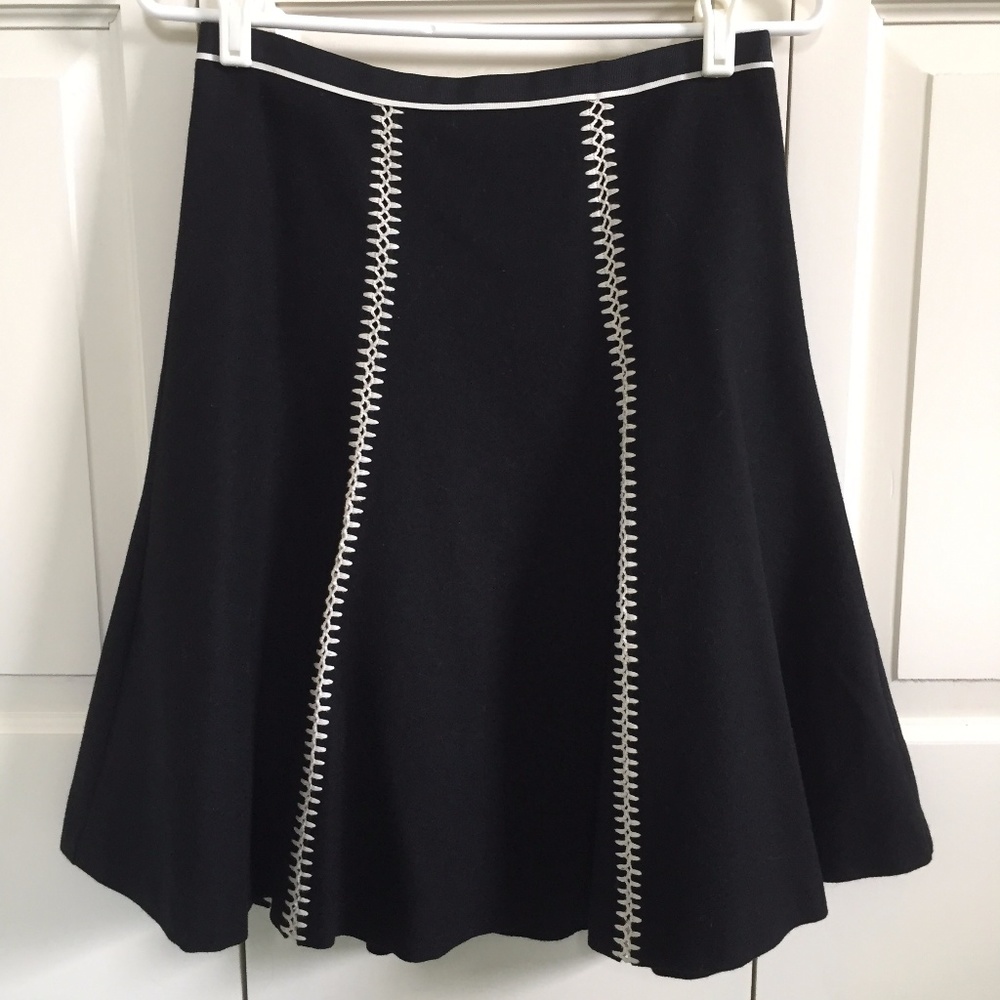 Boden Contrast Stitching Wool Skirt