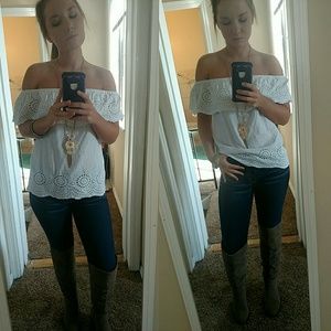 White off the shoulder shirt