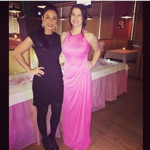 Long Mesh Dress with Illusion Neckline