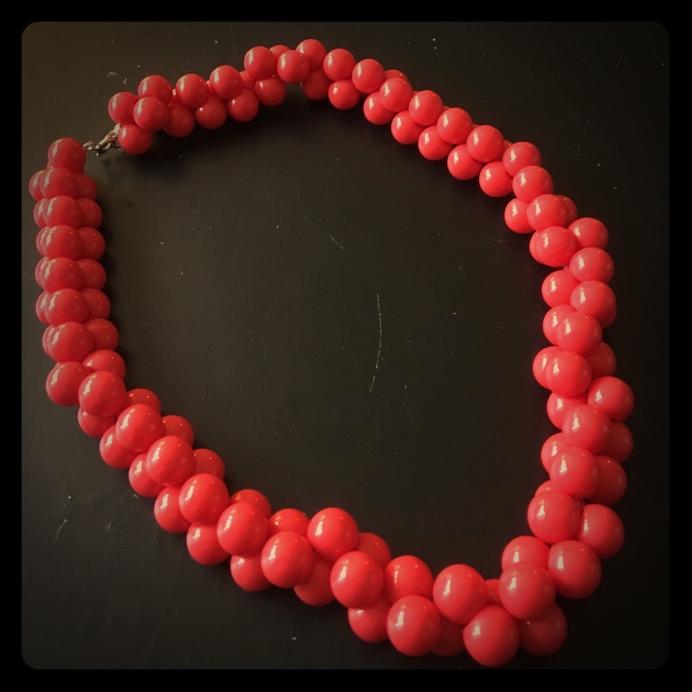 18” Coral colored costume necklace