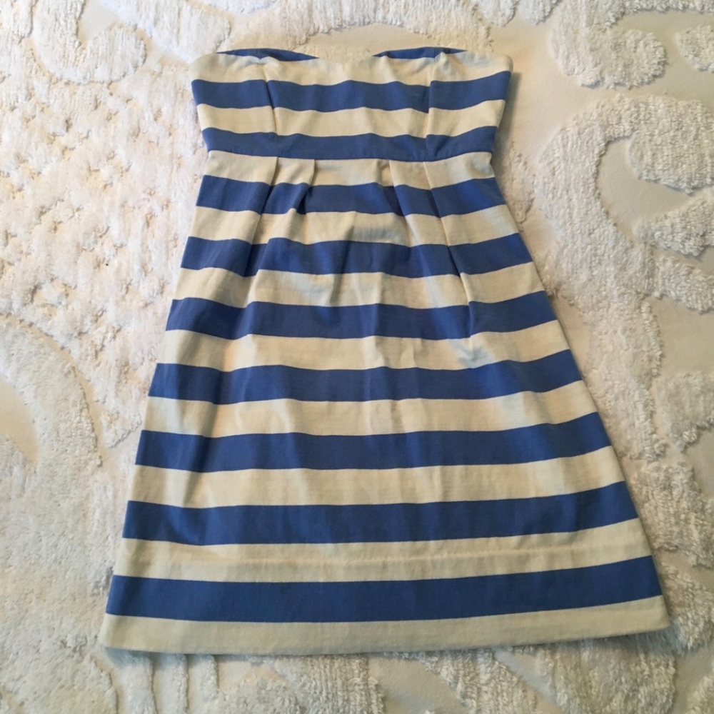 J Crew Blue & White Strapless Mini Dress Size 0