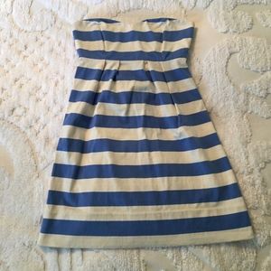 J Crew Blue & White Strapless Mini Dress Size 0