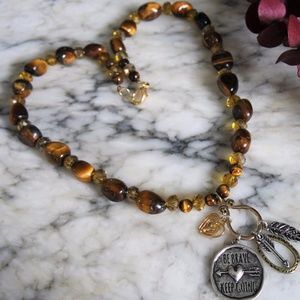 Tiger's Eye Gemstone Necklace-Charm Necklace