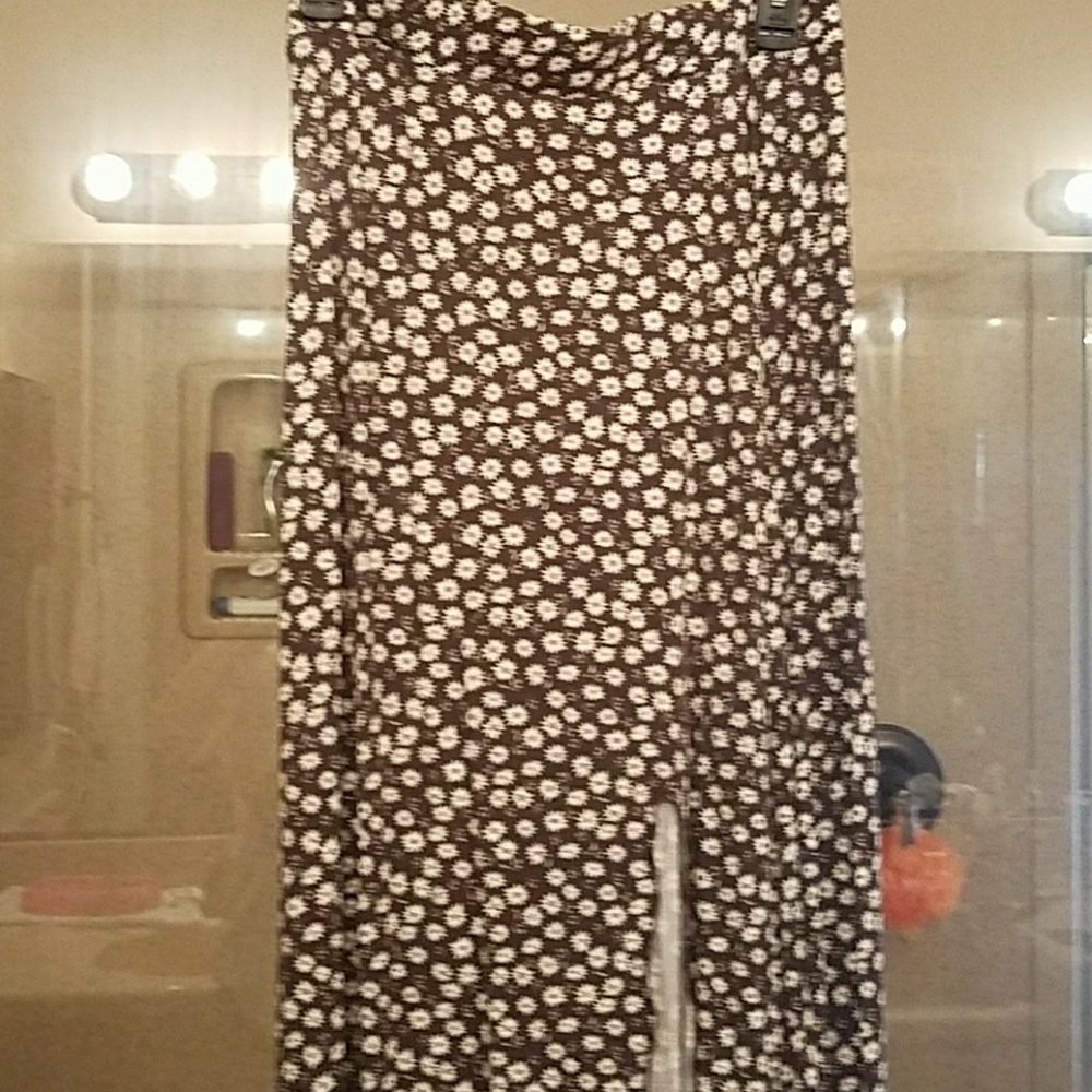 Long brown with yellow flowers skirt
