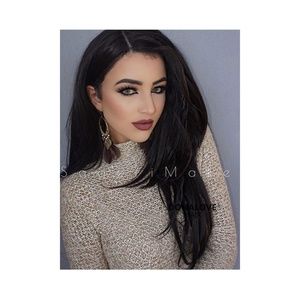 Off Black Waist-length Straight Synthetic Lace Wig