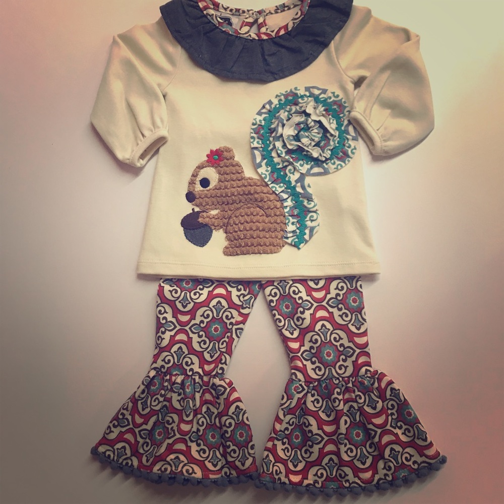 Squirrel Ruffle Pant Set Mud Pie