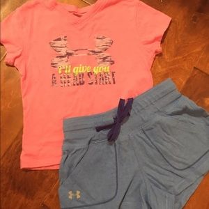 Girl’s Under Armour shirt and shorts bundle