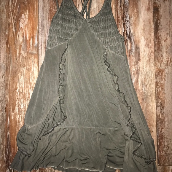 Boutique Olive Distressed Dress/Tunic - Picture 1 of 3