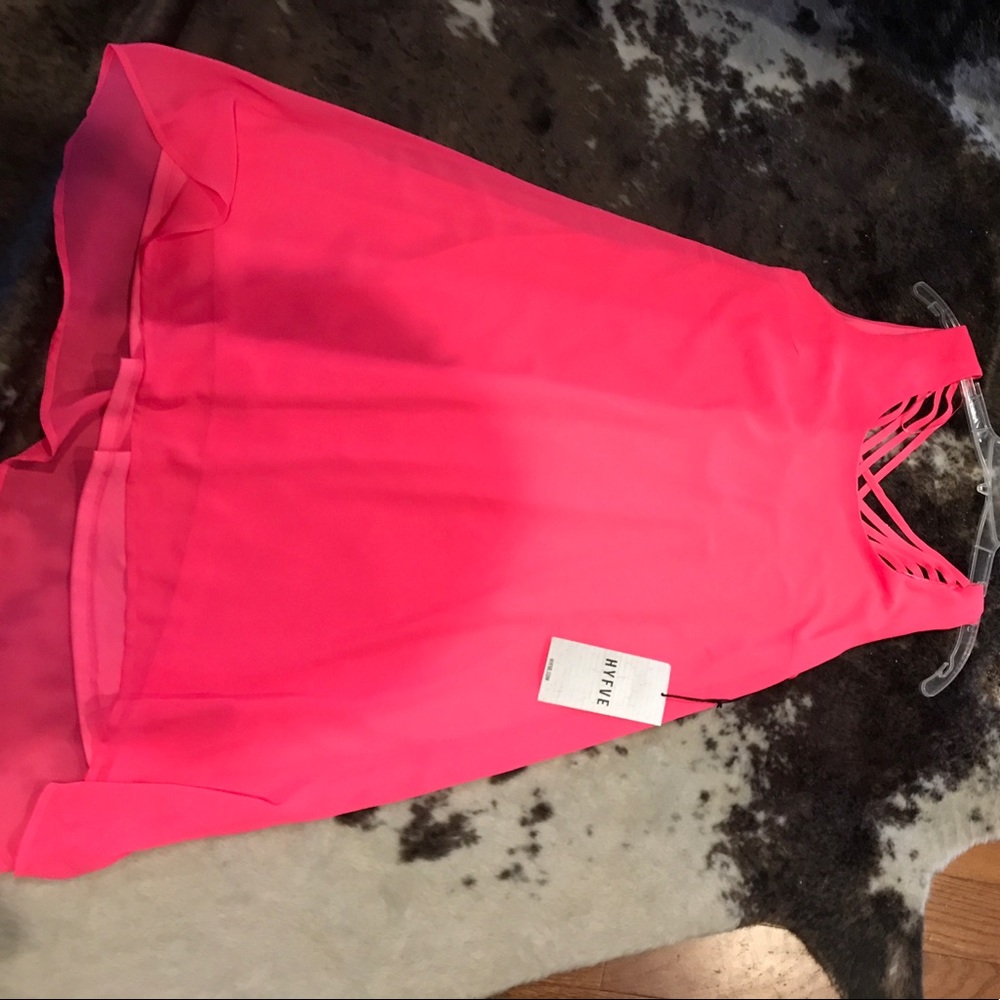 NWT Hyfve neon pink cross back dress