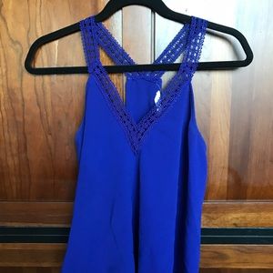 Deep blue racer back tank w/ lace Nordstrom BP