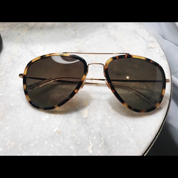 Gucci Accessories - Gucci Tortoise Shell Metal Avaitor Sunglasses