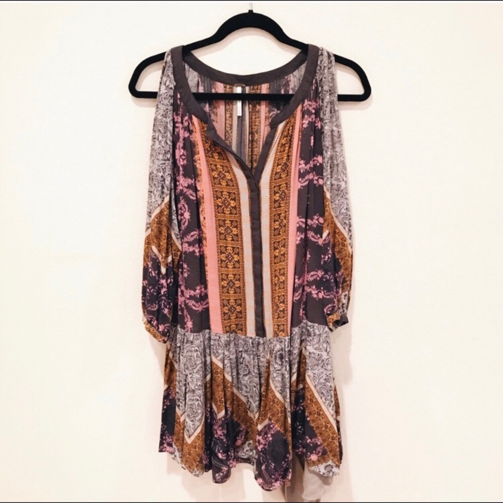 Free People cold shoulder boho shirt dress.