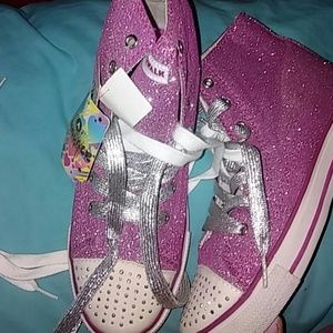 Pink Glitter high top sneakers